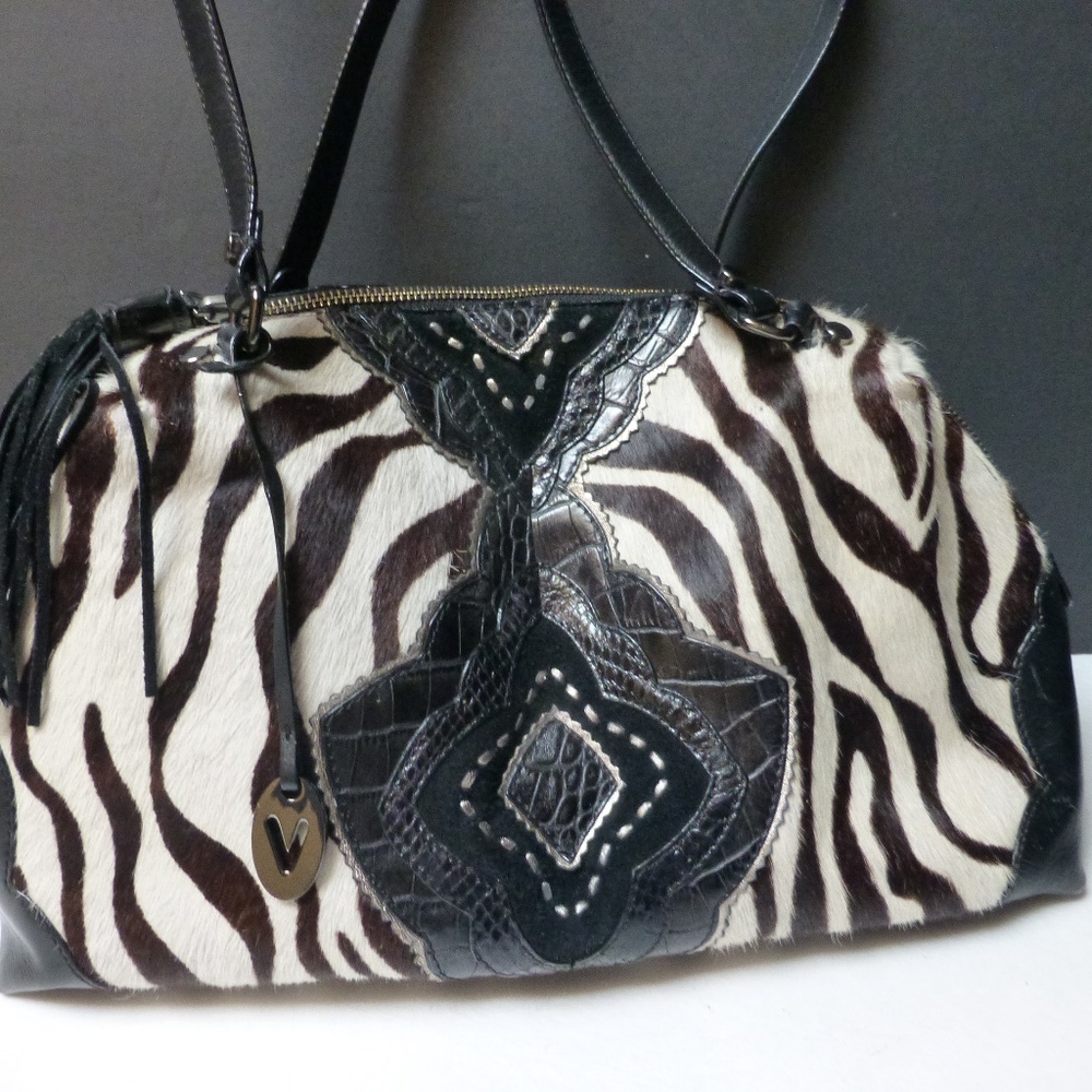 Vanessa Zebra Print Real Pony Hide Purse - image 2